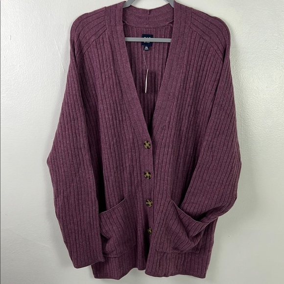 Gap New Women’s XXL Ribbed Patch Pockets Merino Wool Blend Cardigan Sweater - Picture 1 of 6
